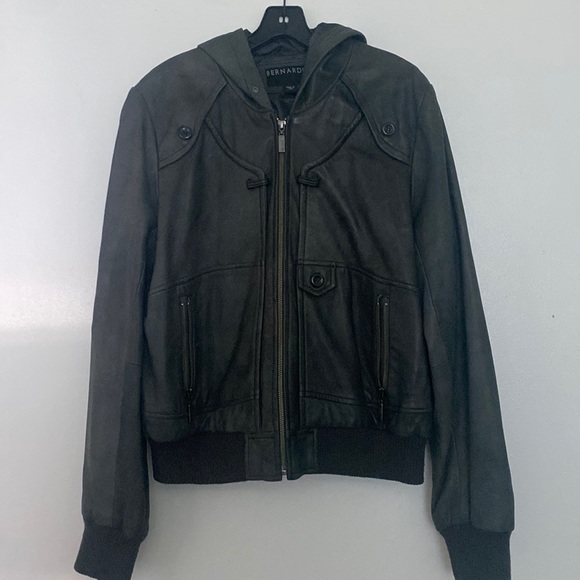 Hooded leather bomber - Picture 1 of 3